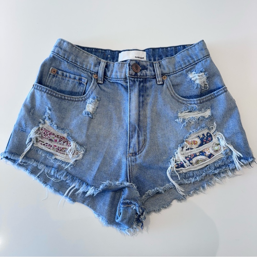 🛍️4 for 20$ / Garage Denim Festival Distressed Shorts / Blue / 1